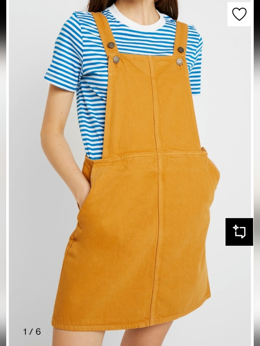 Monki denim mustard orange dress small